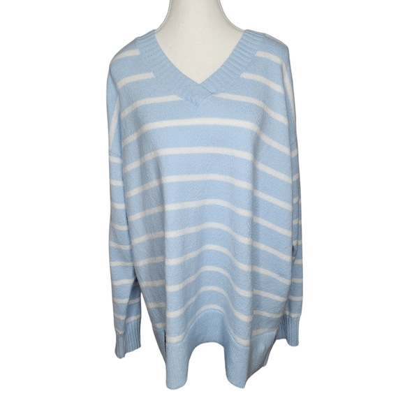 Caslon Nordstrom Sweater Blue and White Striped Size XXL - Picture 2 of 9